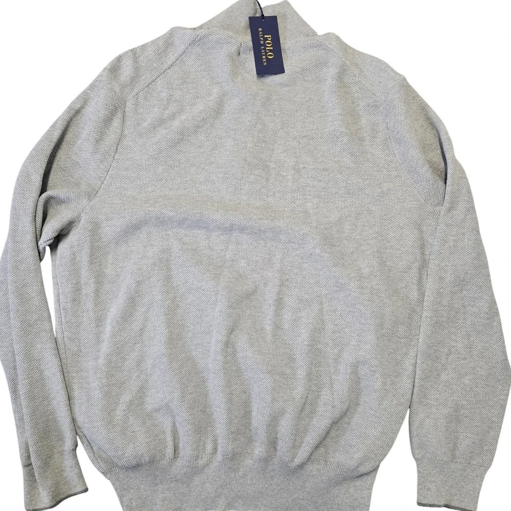 Polo Ralph Lauren Quarter Zip Sweater 2XB Gray Pima Cotton NWT